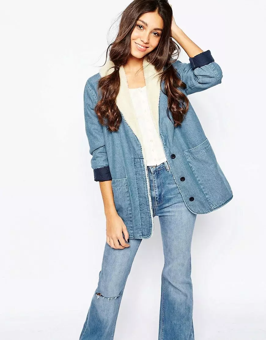 Une veste de denim de femme étendue (45 photos): quoi porter et comment allonger les jeans 14388_42