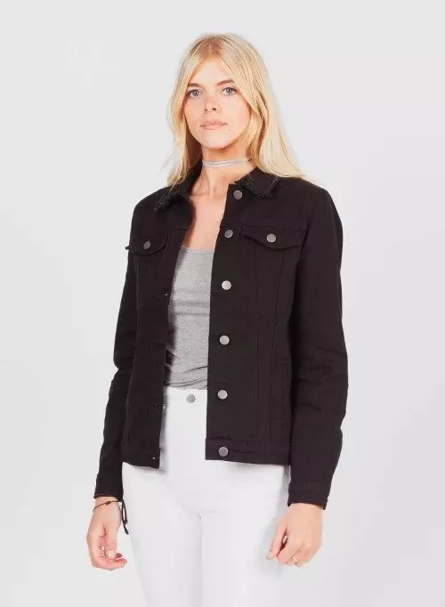 Black Denim Jacket (24 slike): Šta da nose crne traperice 14392_16