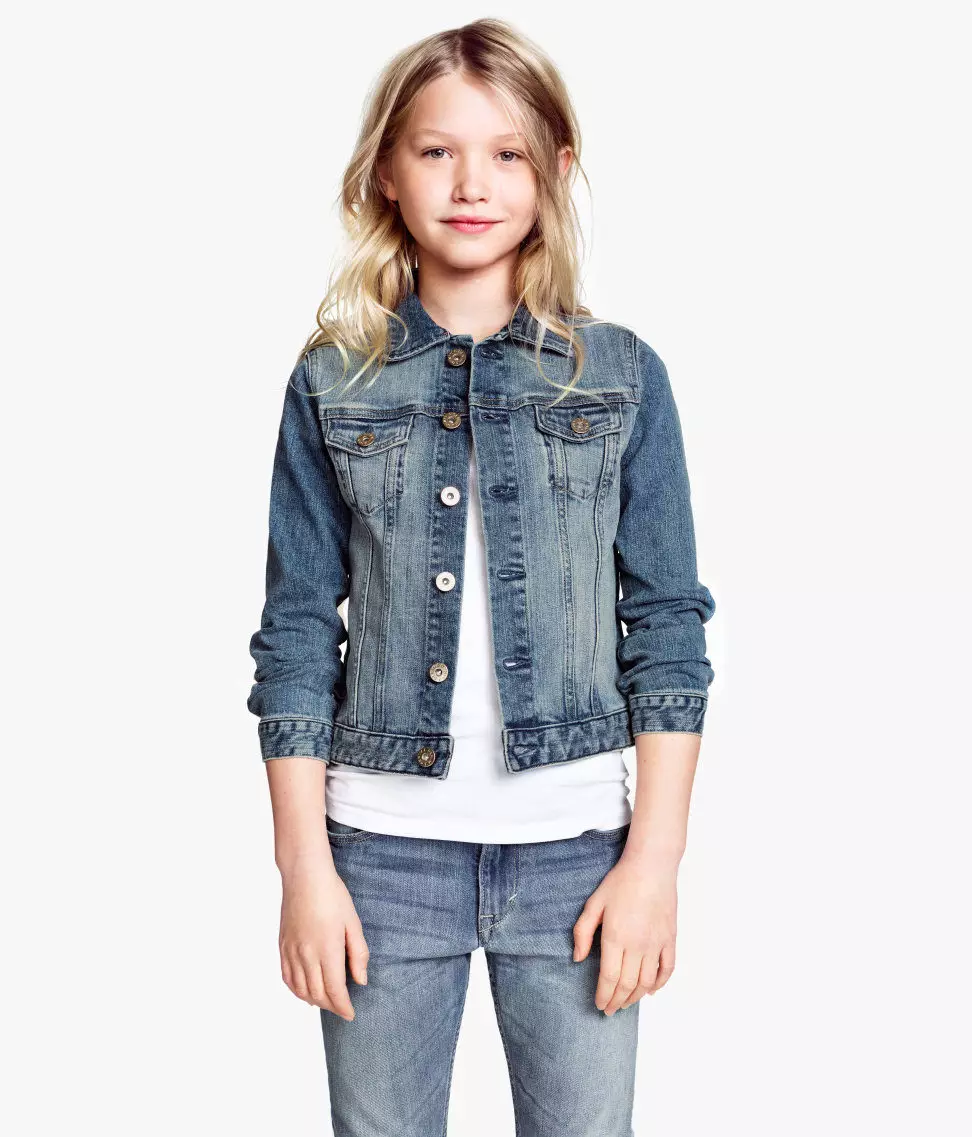 Vaikų džinsinis striukė mergaitei (49) Nuotrauka: ką dėvėti, modelius iš senų džinsų 14394_16