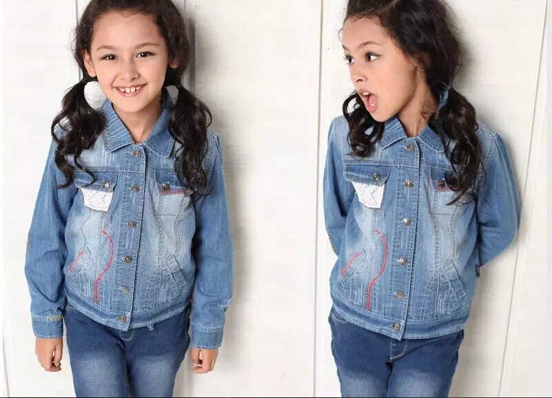 Vaikų džinsinis striukė mergaitei (49) Nuotrauka: ką dėvėti, modelius iš senų džinsų 14394_24