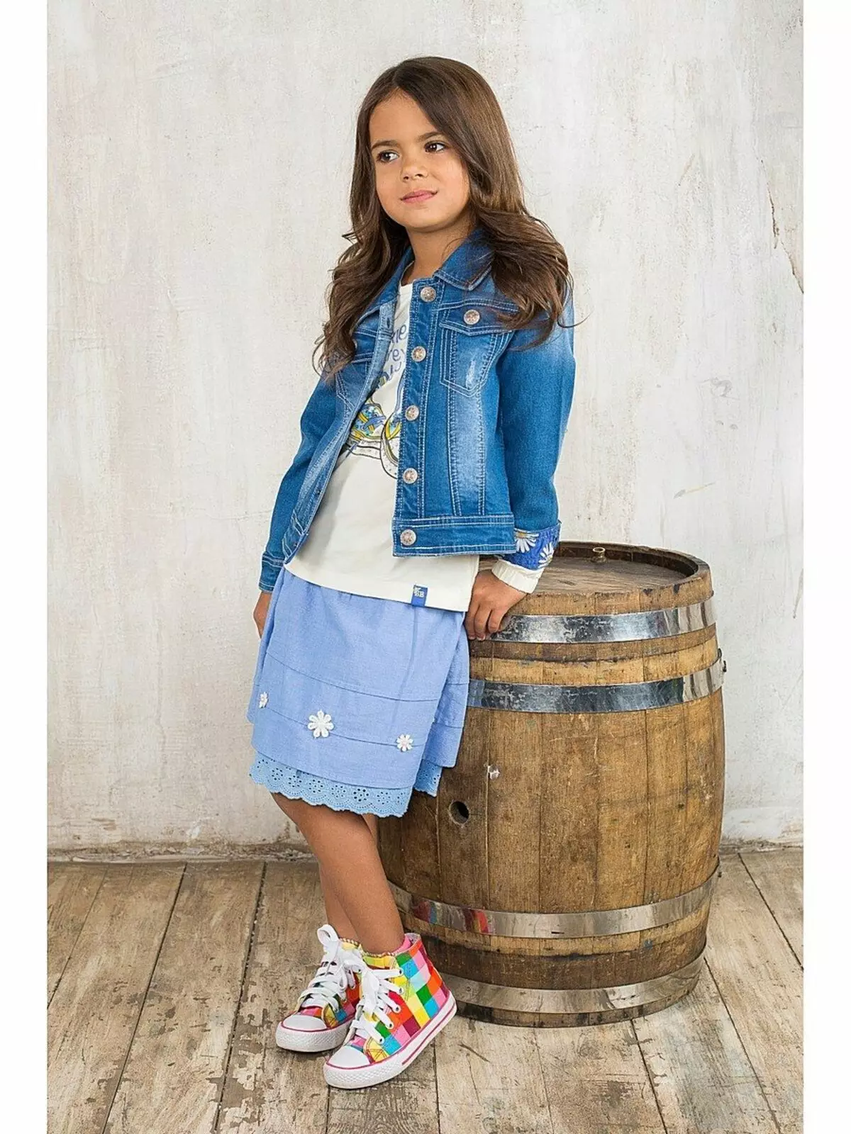 Jaqueta Denim infantil para uma menina (49) Foto: O que vestir, padrões de jeans antigos 14394_26