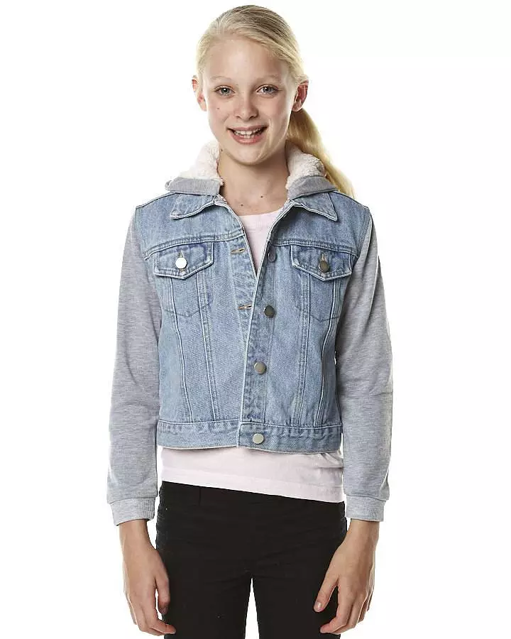소녀를위한 어린이 데님 재킷 (49) 사진 : 착용 할 것, 낡은 청바지의 패턴 14394_28