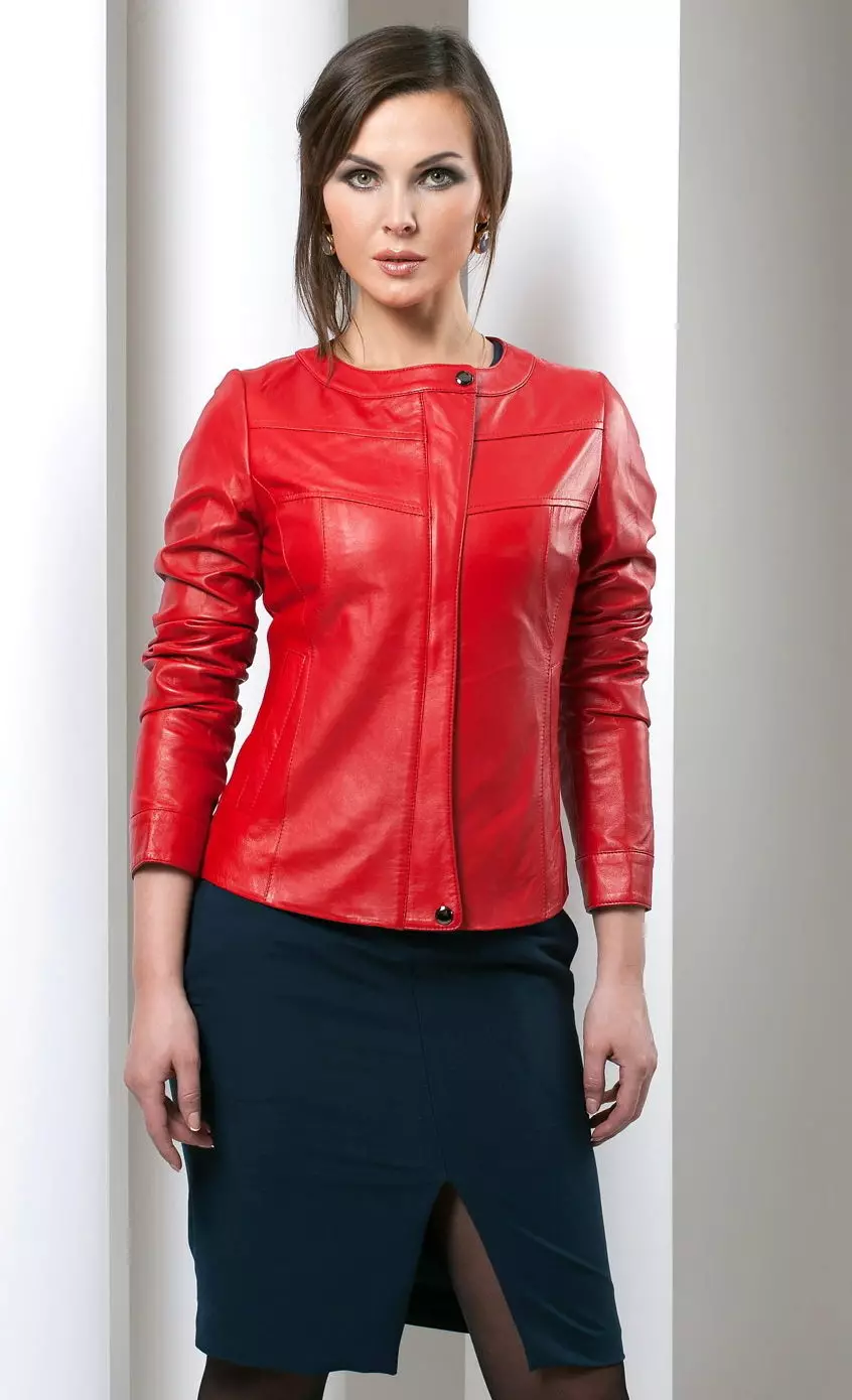 紅色皮夾克（49張照片）：穿什麼，壯觀的圖像 14397_43