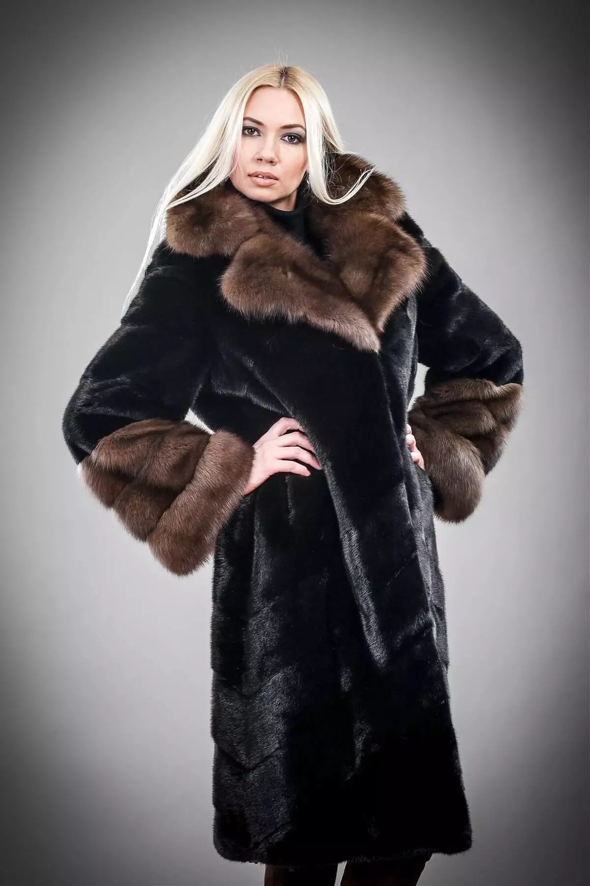 Mink Fur Coat med Sableness (56 bilder): Med en Sable Collar, Mink Fur Coat med en Sobular Finish, Light 14410_13