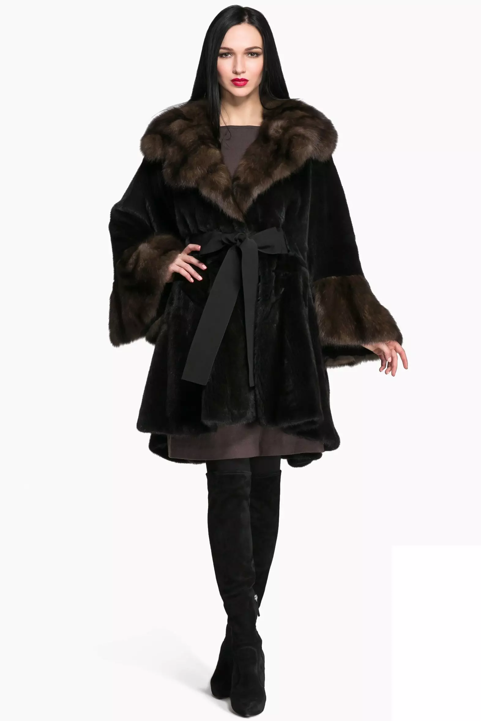 Mink Fur Coat med Sableness (56 bilder): Med en Sable Collar, Mink Fur Coat med en Sobular Finish, Light 14410_14