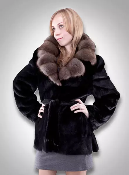 Mink Fur Coat med Sableness (56 bilder): Med en Sable Collar, Mink Fur Coat med en Sobular Finish, Light 14410_26
