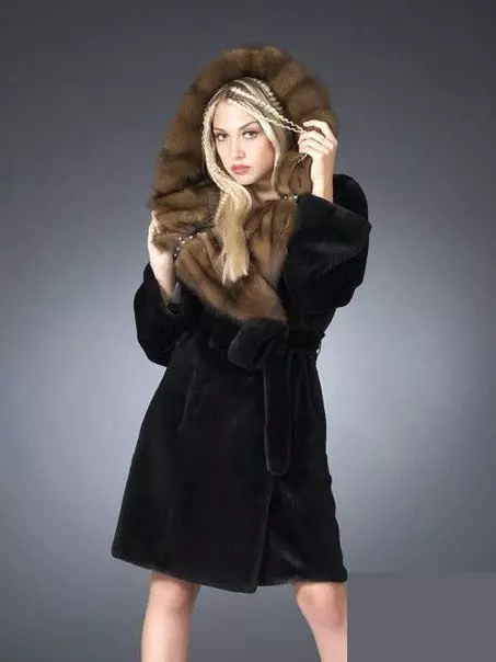 Mink Fur Coat med Sableness (56 bilder): Med en Sable Collar, Mink Fur Coat med en Sobular Finish, Light 14410_43