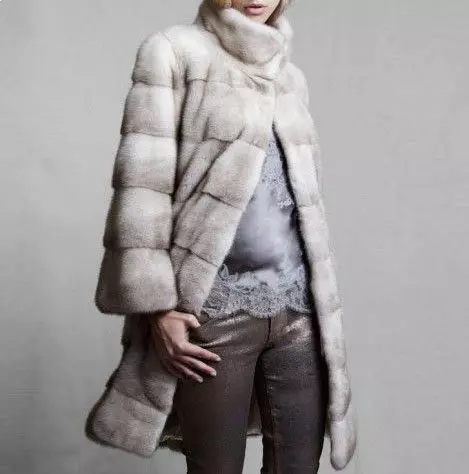 Fur coat mula sa mink pieces (70 mga larawan): Mga Review tungkol sa mink coat pieces habang nagkakahalaga ito 14423_41