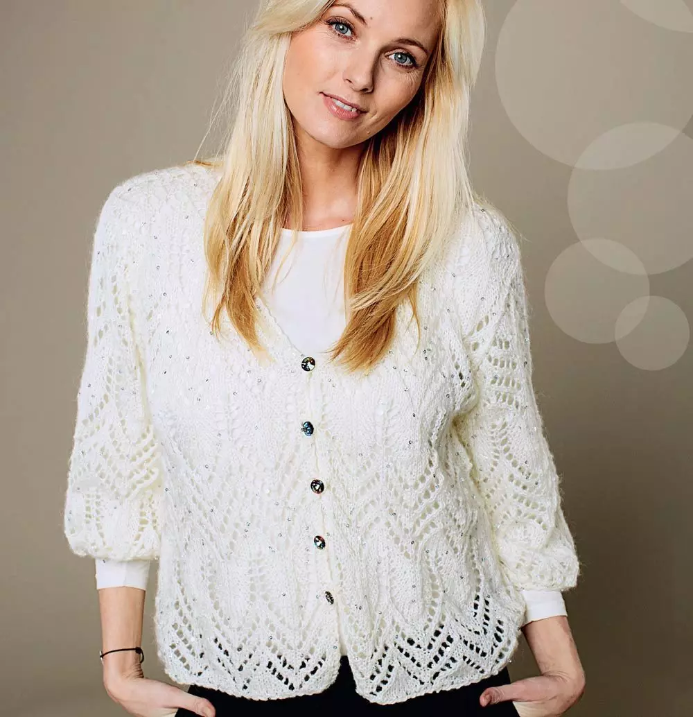 Openwork cardigans (103 şəkil): geyir nə openwork arkalık və taxta ilə model 14484_23