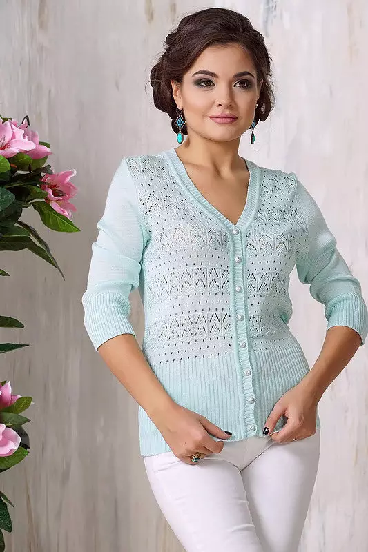 OpenWork Cardigans (103 ပုံများ) - 0 တ်ဆင်ခြင်း, ပွင့်လင်းသောအရန်ကူးခြင်းနှင့်ပျဉ်ပြားနှင့်အတူမော်ဒယ် 14484_66