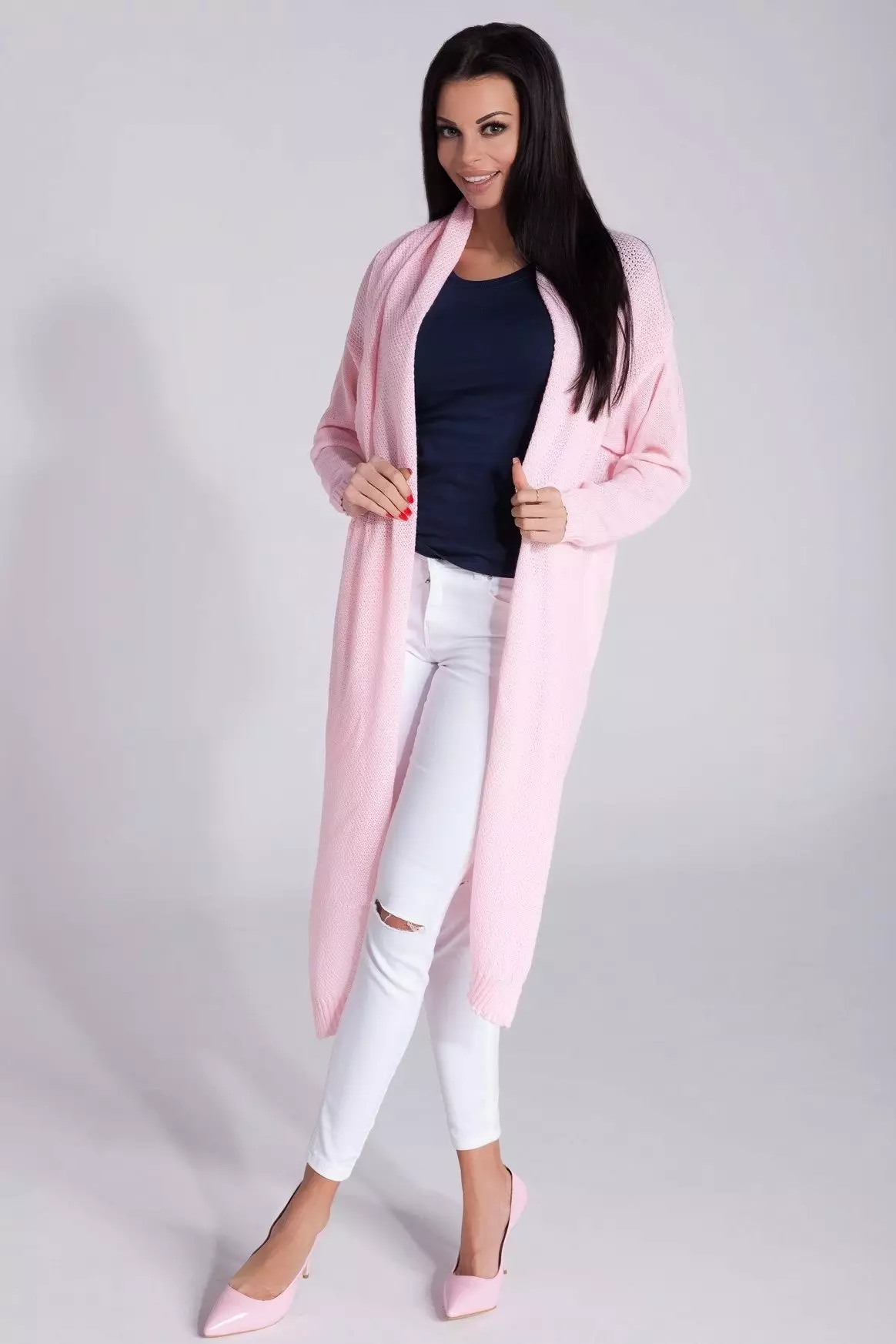 Cardigan rosa (48 foto): cosa indossare e come scegliere 14488_48