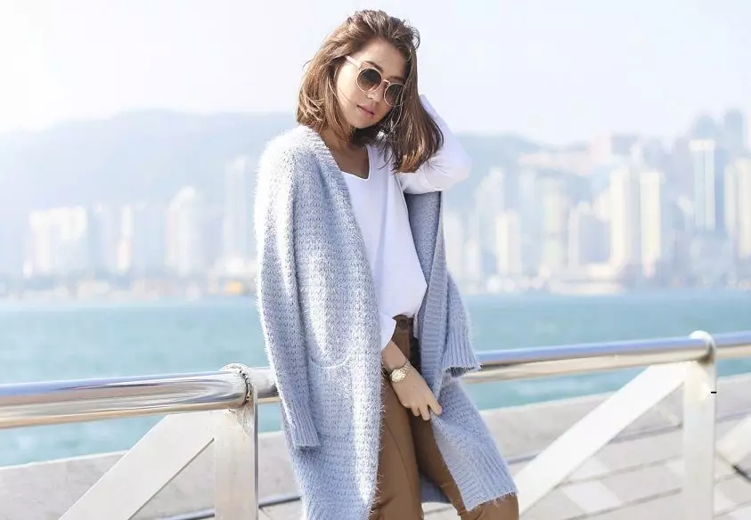 Cardigans từ Tweed, Neoprene, Moker, Cashmere, Cotton, vải lanh, voan (127 ảnh) 14490_20