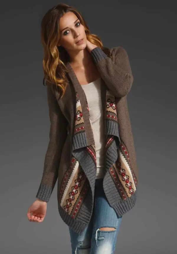 Cardigans საწყისი Tweed, Neoprene, Moker, Cashmere, ბამბა, თეთრეული, Chiffon (127 ფოტო) 14490_42