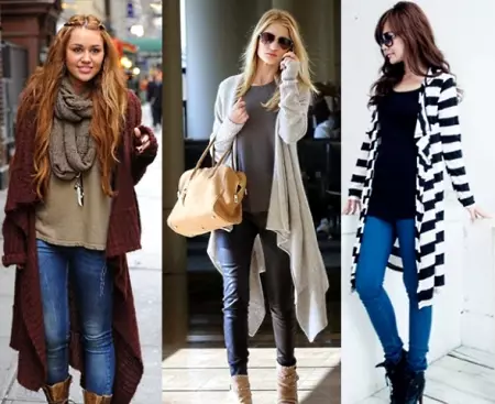 Long Sweater (82 billeder): Strikket, med sider, uden knapper, foran en kort 14501_72