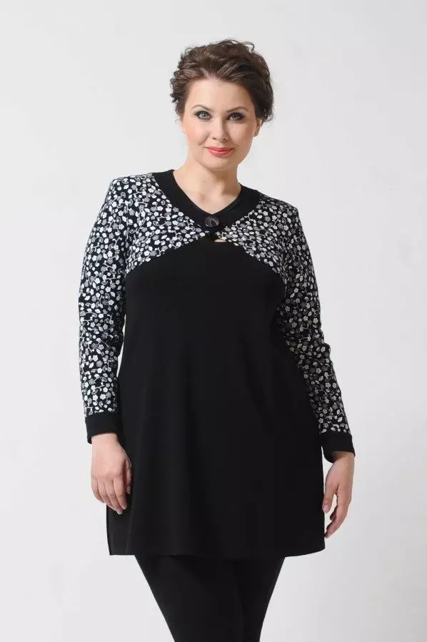 Tunique pour femmes complètes (186 photos): Tuniques belles et à la mode 2021, été, tricoté, longue, tunique-blouses, robes tuniques, chaud 14541_44