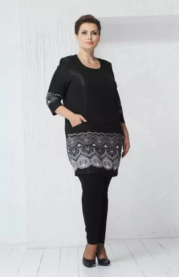 Tunique pour femmes complètes (186 photos): Tuniques belles et à la mode 2021, été, tricoté, longue, tunique-blouses, robes tuniques, chaud 14541_93