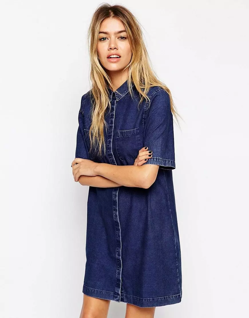 Denim Tunics (84 foto's): Fashion Trends, mei hokker dragen 14546_28