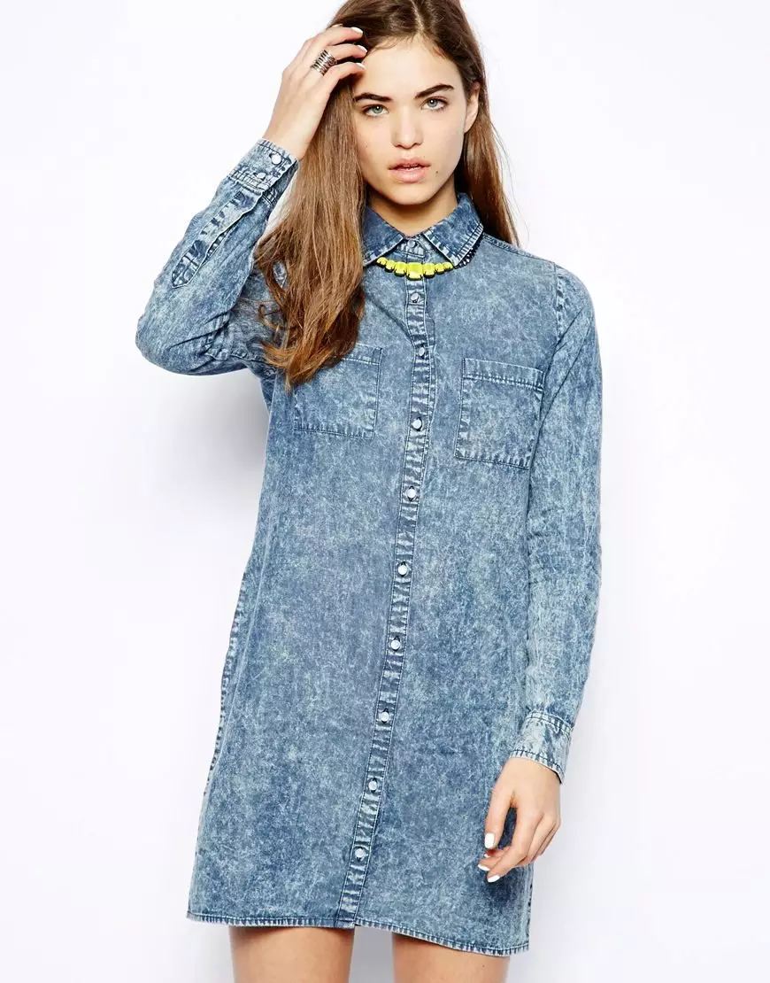 Denim Tunics (84 foto's): Fashion Trends, mei hokker dragen 14546_35