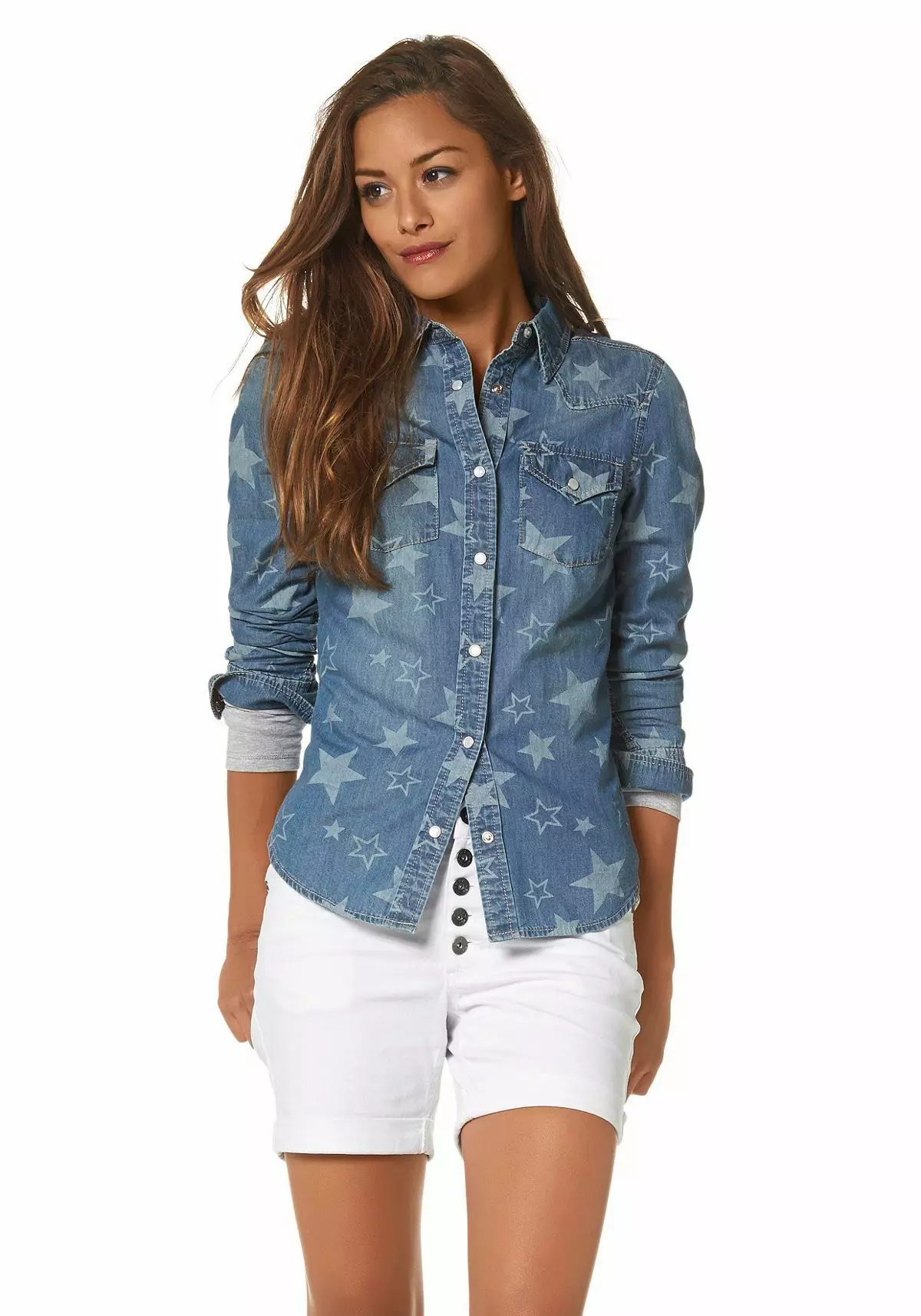 Tuniche Denim (84 foto): tendenze della moda, con cui indossare 14546_38