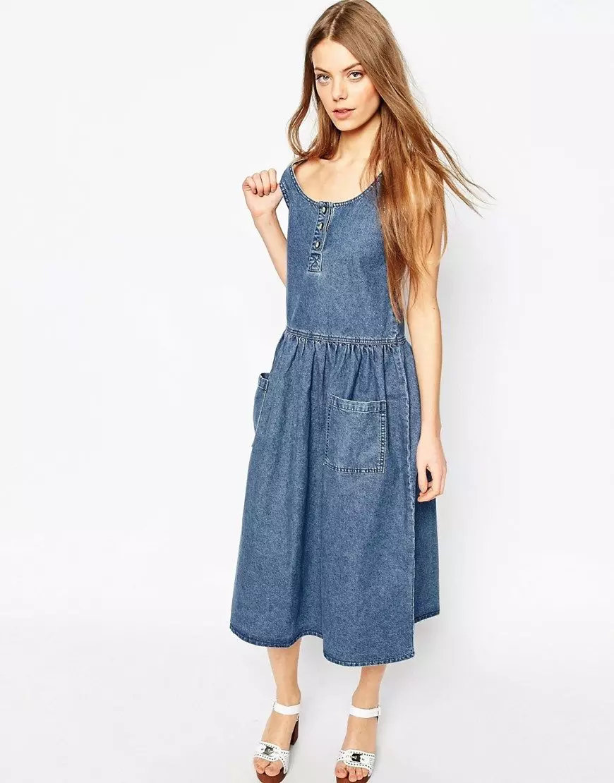 Denim Tunics (84 foto's): Fashion Trends, mei hokker dragen 14546_55