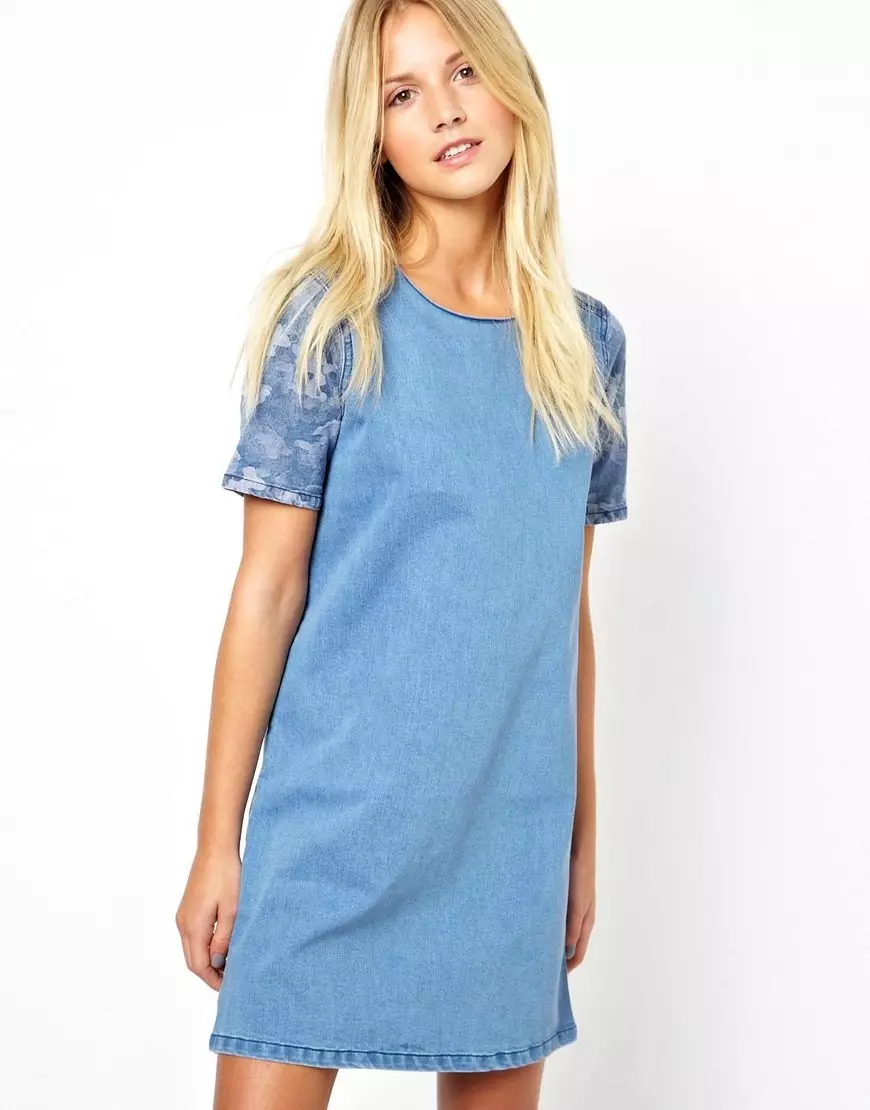 Denim Tunics (84 foto's): Fashion Trends, mei hokker dragen 14546_6