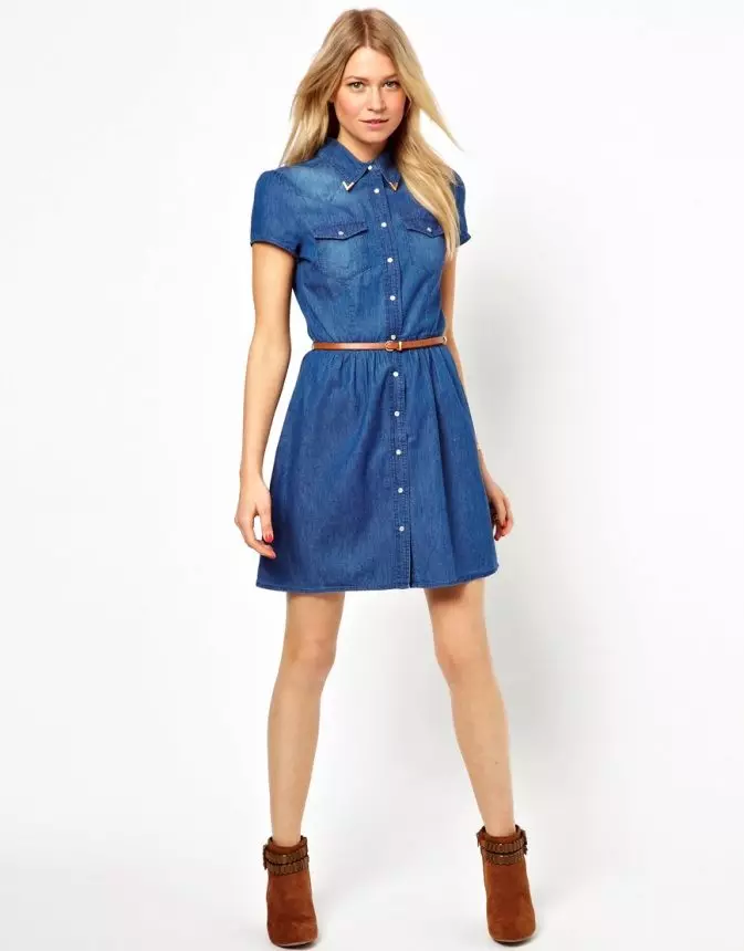 Denim Tunics (84 foto's): Fashion Trends, mei hokker dragen 14546_83