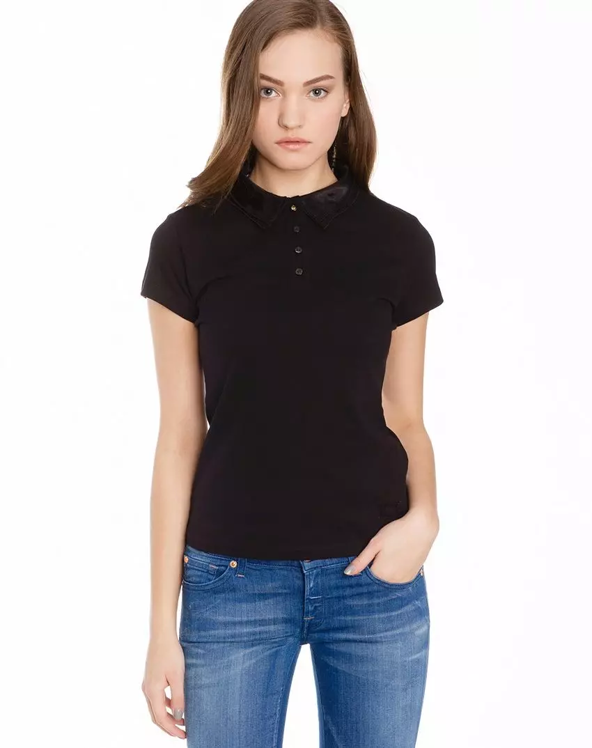Black T-Shirt (76 Fotos): Frauen ohne Zeichnung, Polo, lang, mit dem, was ein schwarzes T-Shirt trägt, wie man eine Zeichnung drauf macht 14581_27