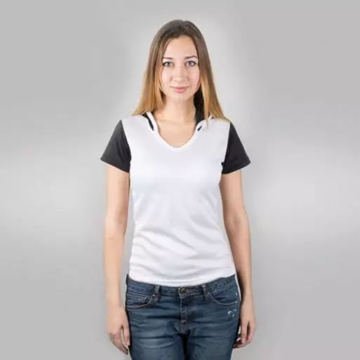 T-shirt branca sem figura: O que usar uma t-shirt feminina, o que fazer se pintado, t-shirt com as mãos pretas, long 14582_19