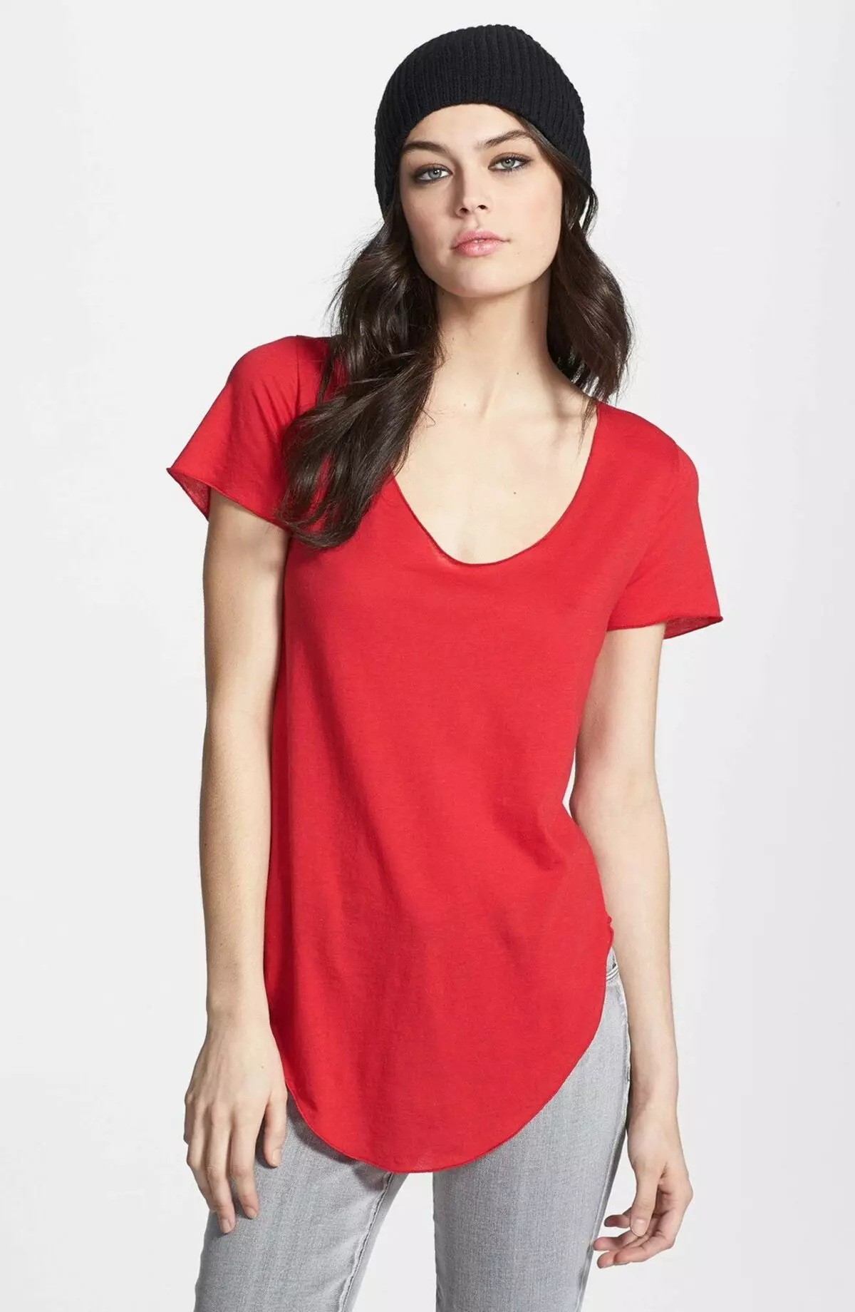 Red Tシャツ（78枚の写真）：女性のTシャツ、ポロを着用して組み合わせたもの 14584_70