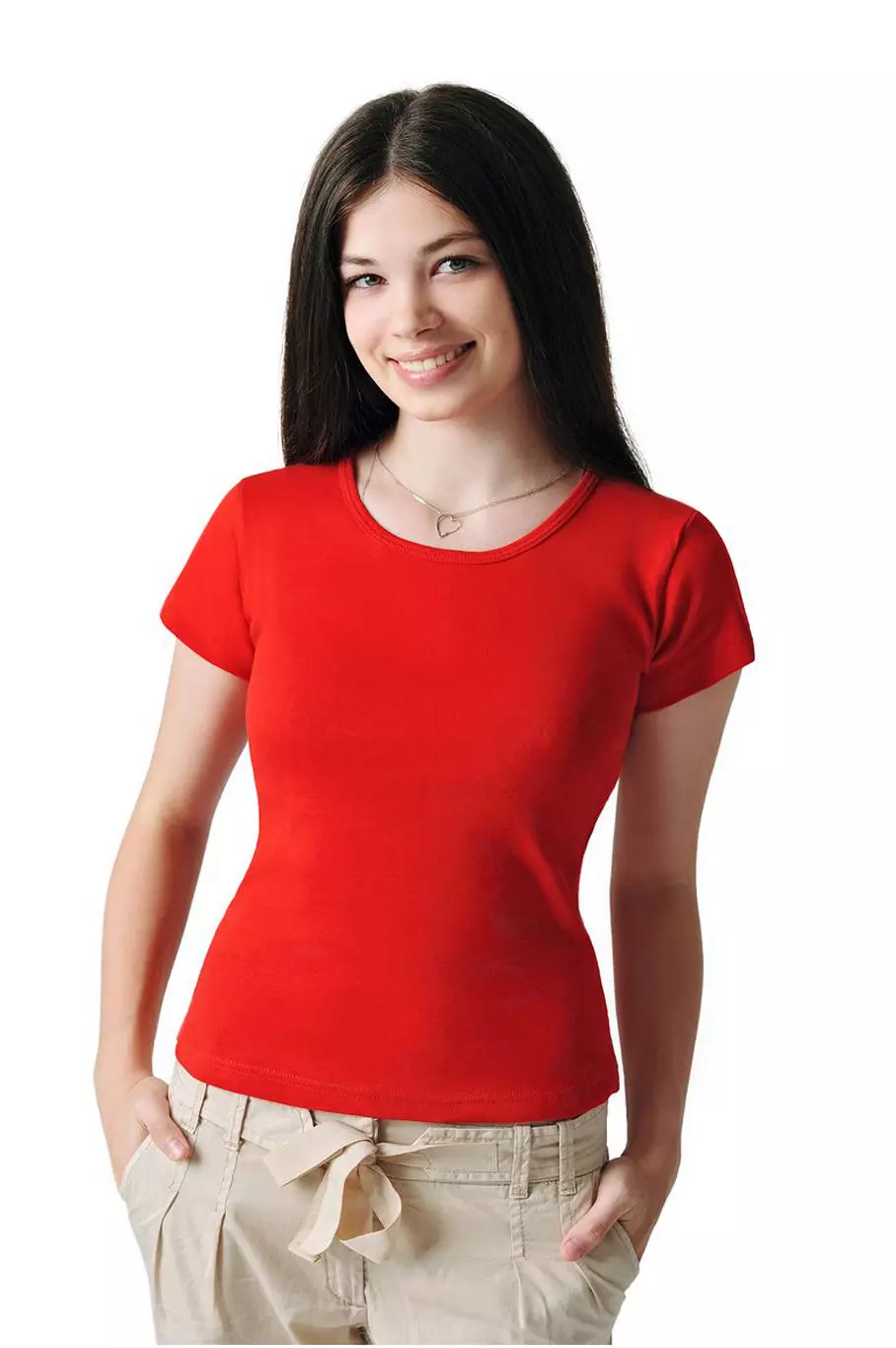Red Tシャツ（78枚の写真）：女性のTシャツ、ポロを着用して組み合わせたもの 14584_78