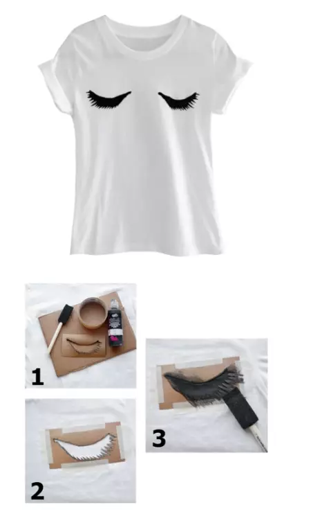 Las camisetas con una impresión: Hembra con la impresión del tatuaje, blanco y negro, con una imagen de helado y el gato 14585_155
