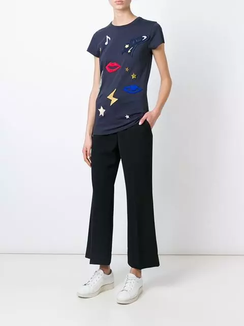 Baskı ile T-Shirt: Dövme Baskı, Siyah ve Beyaz, Dondurma ve Kedi Resmi ile Kadın 14585_31