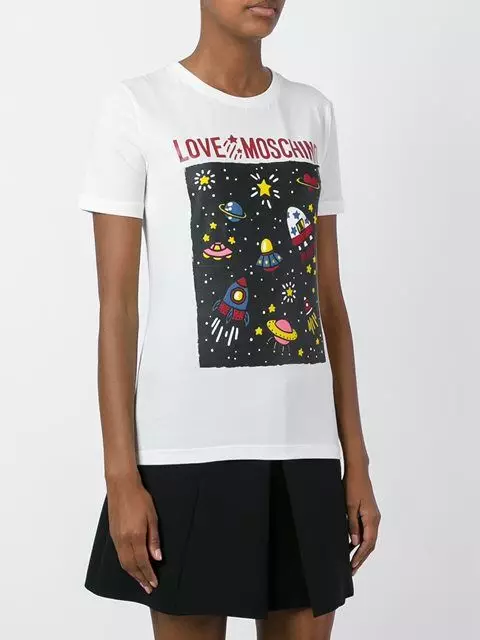 Baskı ile T-Shirt: Dövme Baskı, Siyah ve Beyaz, Dondurma ve Kedi Resmi ile Kadın 14585_35