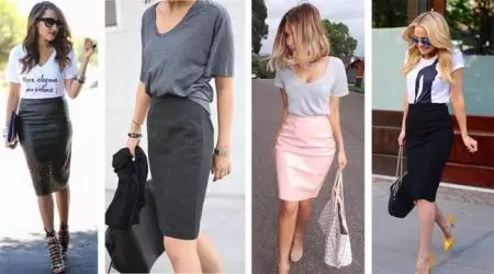 Skirt ერთად მაისური (71 ფოტო): ფანქარი, პაკეტი და მზე ერთად მაისური, სარჩელი ხანგრძლივი skirt, ბასი, ერთად ზოლიანი მაისური 14591_17