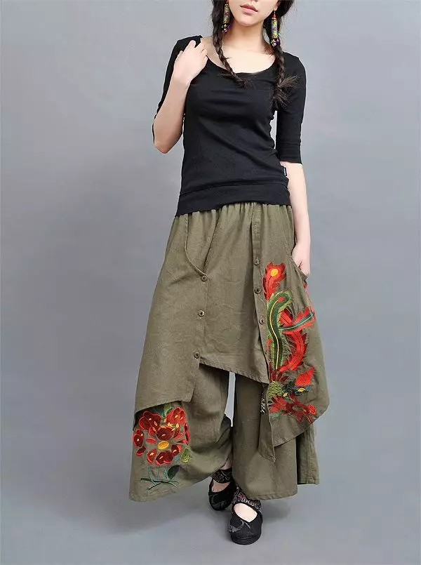 Flax-skirts (75 foto's): Wat om linnen rokken, stilen te dragen, stilen, simmer, lang yn 'e flier en koarte modellen, boho 14595_24