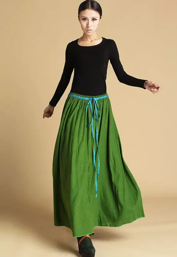 Flax-skirts (75 foto's): Wat om linnen rokken, stilen te dragen, stilen, simmer, lang yn 'e flier en koarte modellen, boho 14595_27