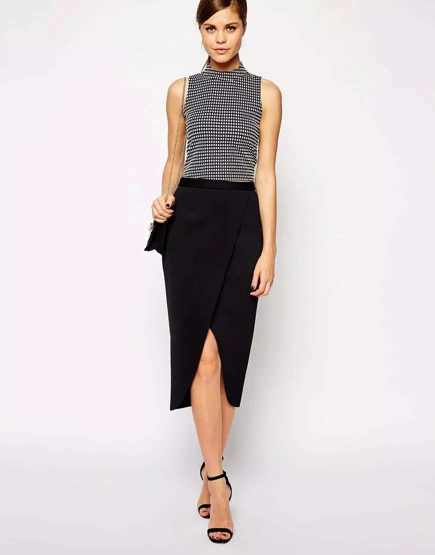 Stickade kjolar (80 bilder): What to wear, penna, långa och korta, på elastisk, grått, svart, vit 14613_13