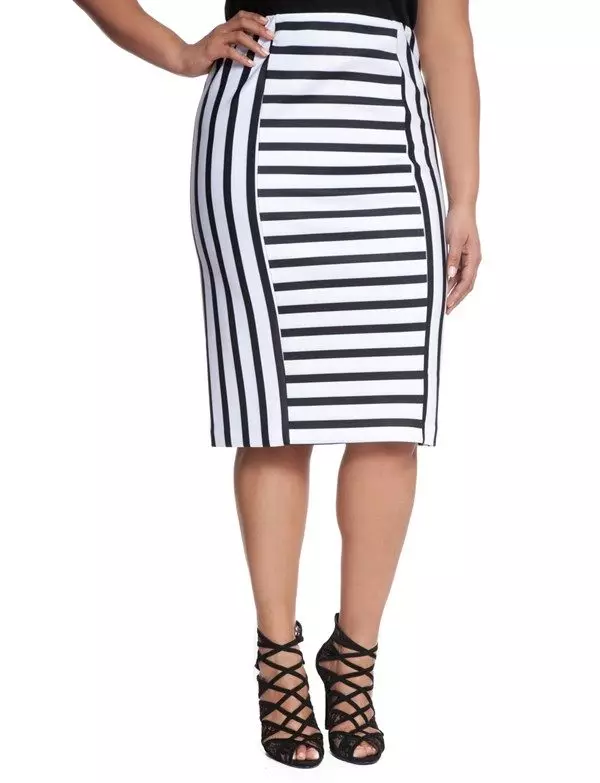 Stickade kjolar (80 bilder): What to wear, penna, långa och korta, på elastisk, grått, svart, vit 14613_50