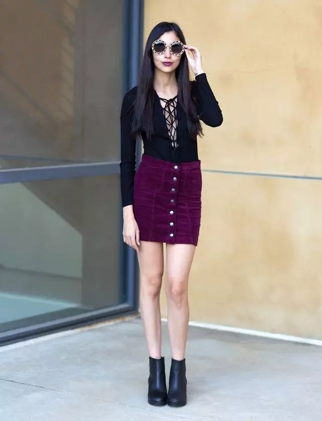 Velvet Skirt (39 장의 사진) : Boho 스타일의 Venelvet, 모델에서 스커트를 착용 할 것 14614_6