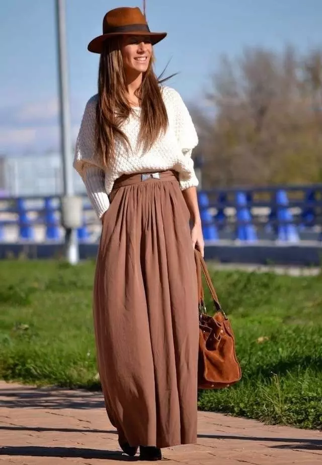 חצאיות ארוכות (117 תמונות): מגמות אופנה, יפה Maxi חצאית דגמים 14617_100