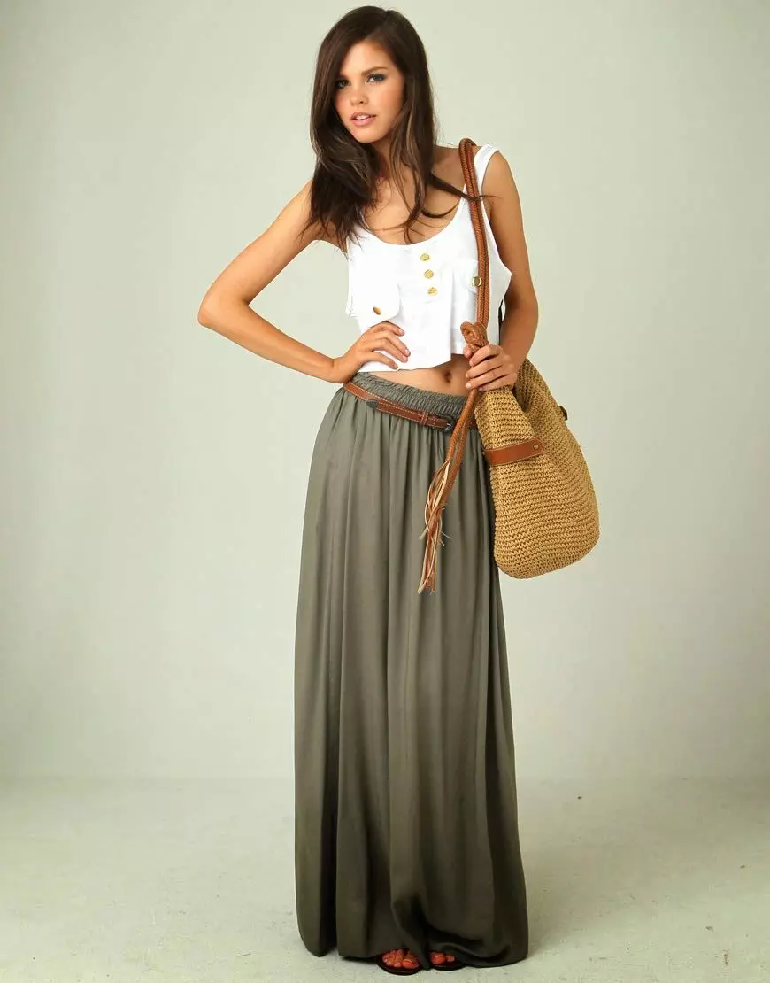 ئۇزۇن يوپكىلار (117 پارچە): مودا يۈزلىنىشى, گۈزەل maxi skirt تىپلىرى 14617_15