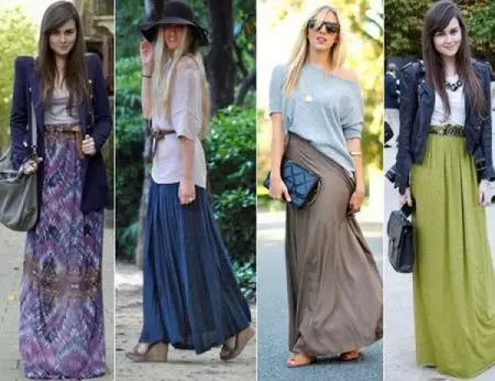 Дуге сукње (117 фотографија): Модни трендови, прелепи модели сукње Маки 14617_16