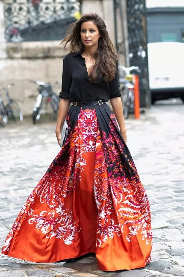 ئۇزۇن يوپكىلار (117 پارچە): مودا يۈزلىنىشى, گۈزەل maxi skirt تىپلىرى 14617_3