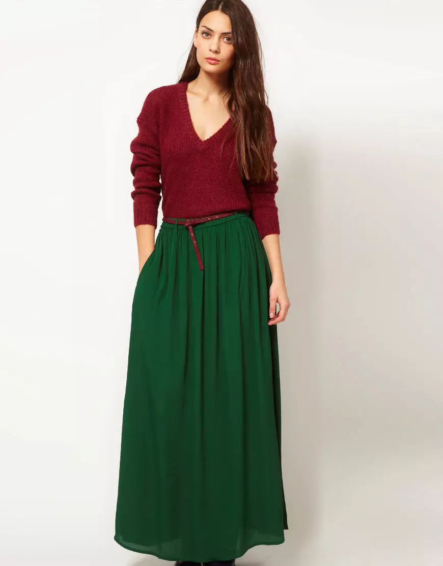 Long Nederdel (117 Billeder): Fashion Trends, Smukke Maxi Skirt Modeller 14617_34
