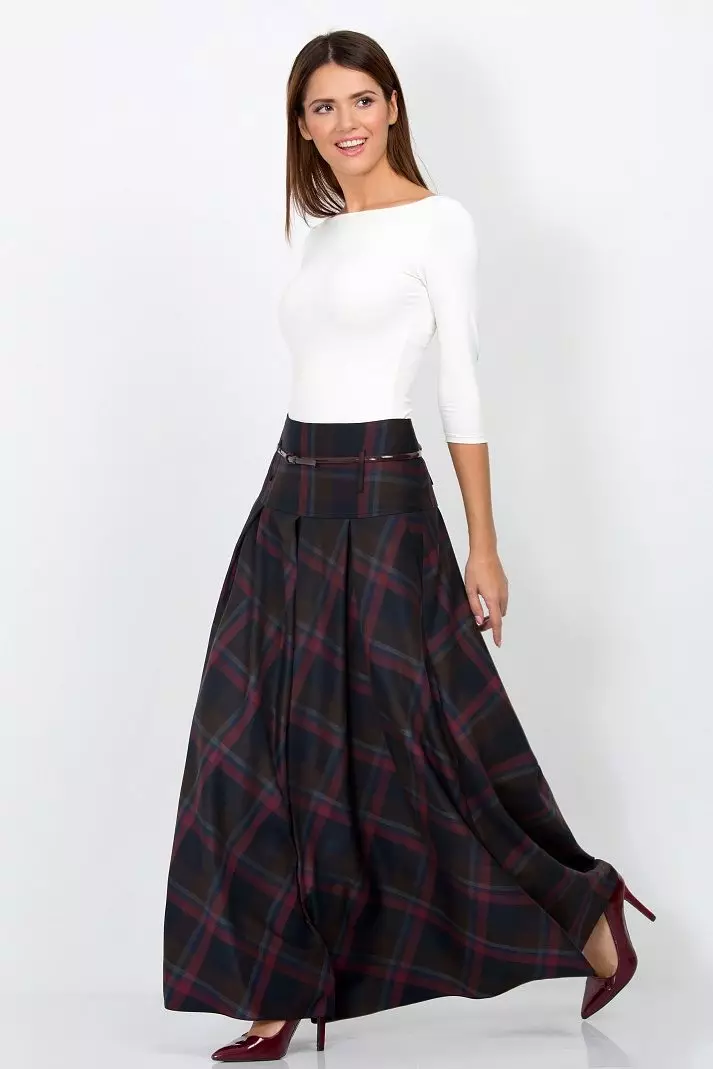 Дуге сукње (117 фотографија): Модни трендови, прелепи модели сукње Маки 14617_49