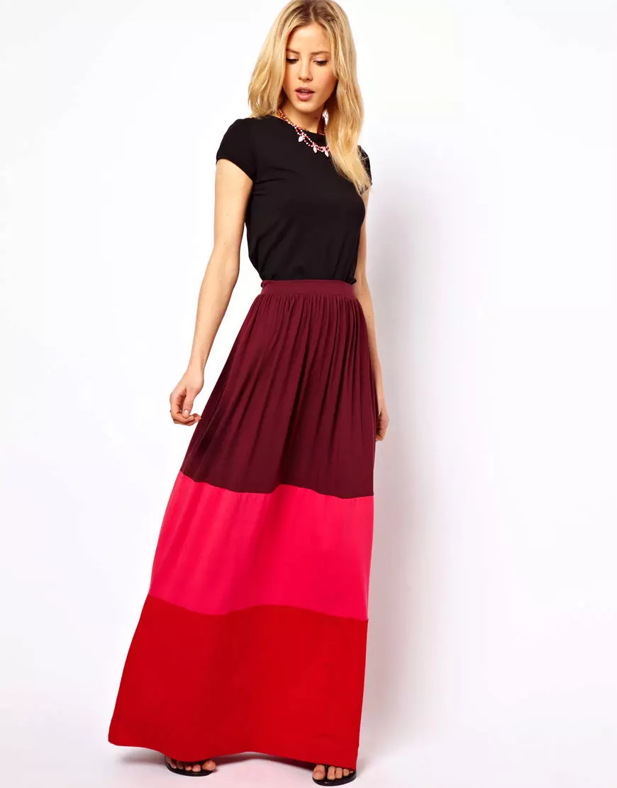 Дуге сукње (117 фотографија): Модни трендови, прелепи модели сукње Маки 14617_85