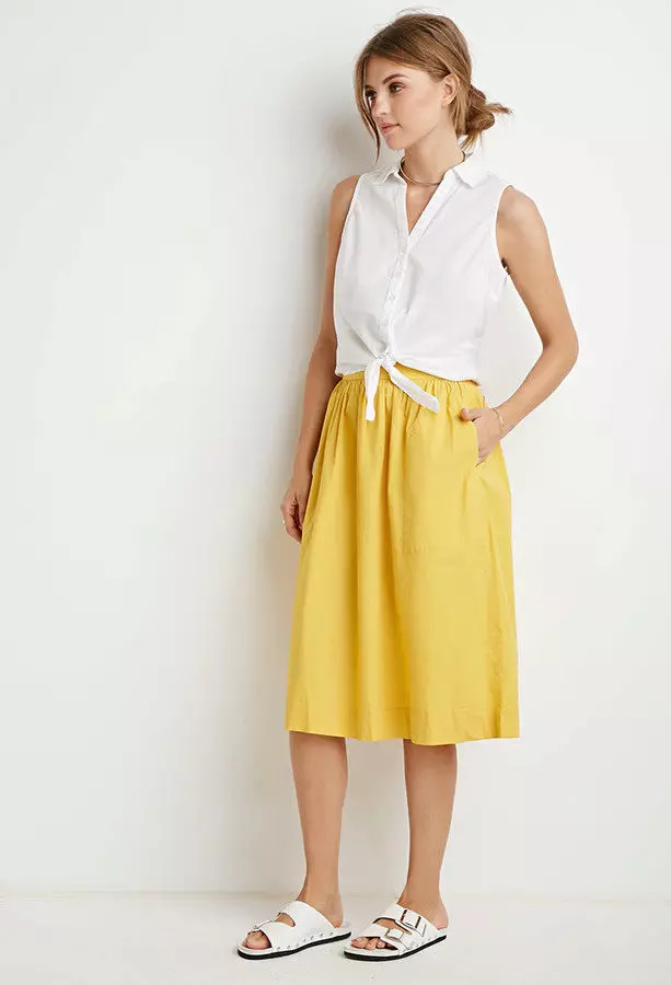 Skirts verdhë (102 foto): Çfarë është e veshur, laps dhe diell, të gjatë në dysheme dhe të shkurtër, me të zezë, blu, jeshile dhe të bardhë 14623_58