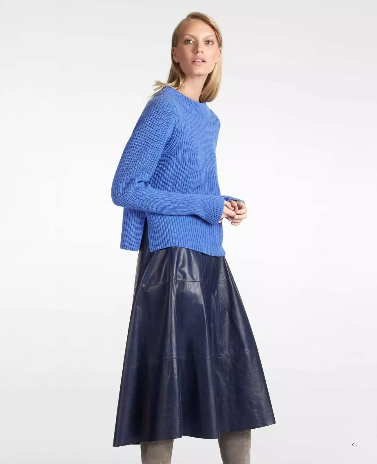 Blue Skirt (Hotunan 132): Abin da za a sa, fensir, tsawon ƙasa da gajere, duhu shuɗi da shuɗi mai haske, denim 14624_44