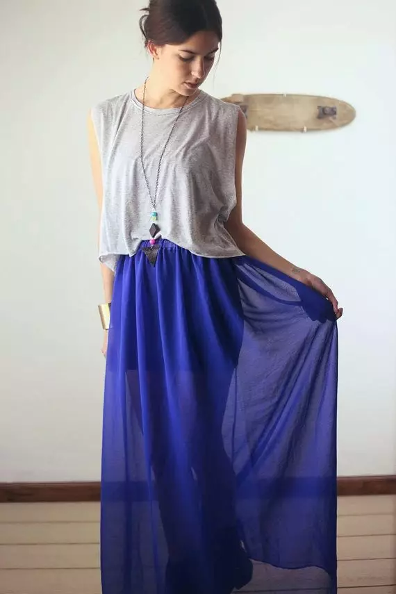 Blue Skirt (Hotunan 132): Abin da za a sa, fensir, tsawon ƙasa da gajere, duhu shuɗi da shuɗi mai haske, denim 14624_56