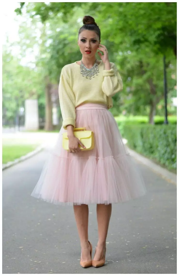 Faldas rosadas (150 fotos): lo que lleva, largo y corto, lápiz y exuberante sol, rosa suave y rosa brillante, con blanco, negro, largo 14630_101
